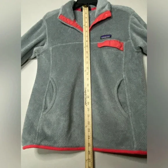 Patagonia Re Tool Snap T Fleece Pullover women medium grey pink accent warm cozy - Picture 8 of 8